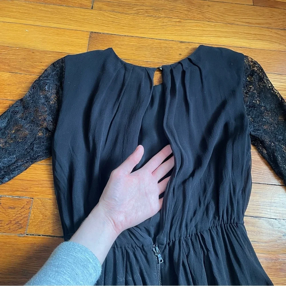 Alice + Olivia Black Lace Long Sleeve Open Back Dress size XS - Picture 11 of 14